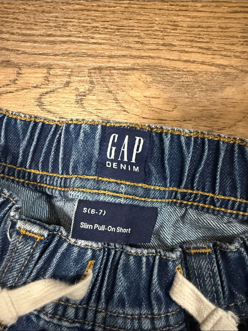 GAP Kids Dark Blue Denim Drawstring Shorts - size S 6/7